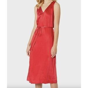 Lilla P Wrap Dress Sleeveless Size Small  V Neck Tie Waist Sleeveless Satiny